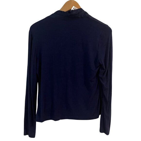 Gianetta Navy Blue Draped Front Long Sleeve Blouse | Size M - Picture 4 of 10